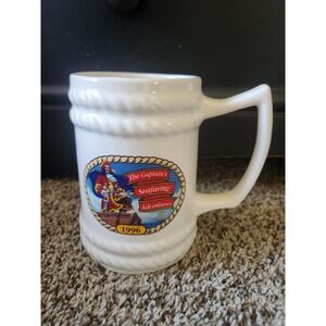 Vintage Captain Morgan 1996 Seafaring Adventures Ceramic Beer Mug Stein White